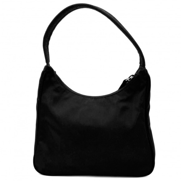 Prada Logo Nylon Black Mini Pouch Leather Bag Triangle Accessory - Picture 1 of 6
